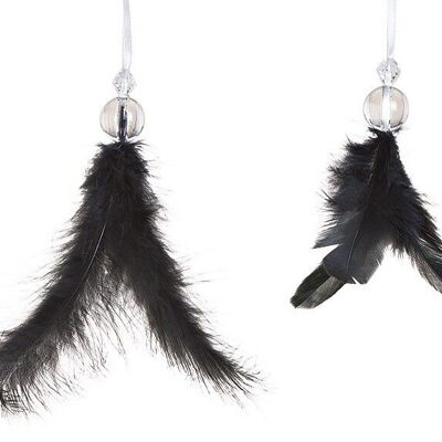 Black feather hanger (H) approx. 15cm