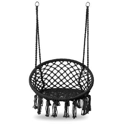 Sedia sospesa nera - sedia a dondolo da giardino - 63x35x97 cm