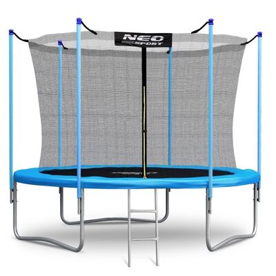 Trampoline - 252 cm - blue - with ladder and inner edge net - up to 120 kg