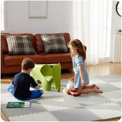 Tappetino da gioco per bambini - Tappetino puzzle - bianco-grigio - 60 x 60 cm - 9 pz.
