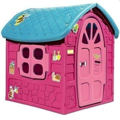 Outdoor playhouse pink - 120 x 113 x 111 cm - with door and window
