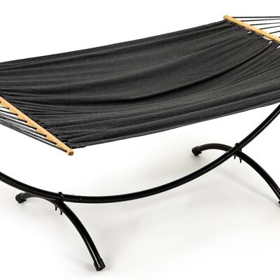 Hammock with chaise longue frame - black - 296x120x103 cm