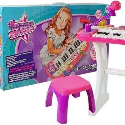 Kinder keyboard set - met microfoon & kruk - roze