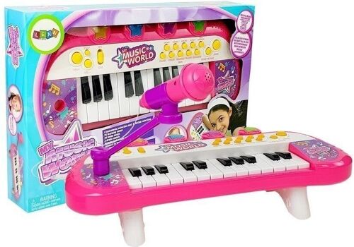 Speelgoedkeyboard piano - USB ingang - microfoon - roze