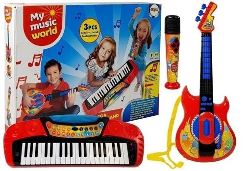 Muziekset met gitaar, keyboard & microfoon