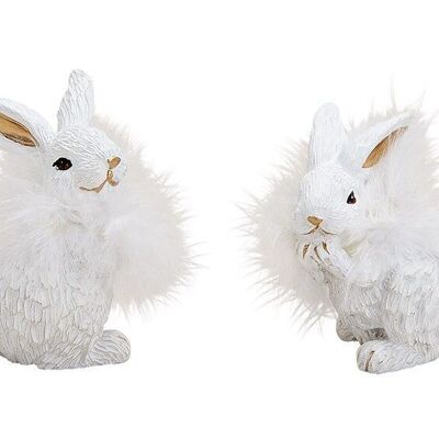 Coniglietto con piume realizzato in poly bianco double