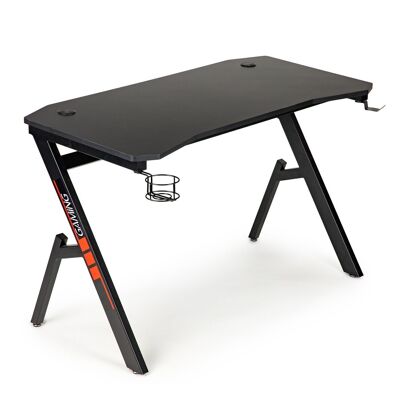 Game desk - black - 120x58x75 cm - with cup holder