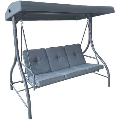 Garden swing bench gray - 3-seater - 190x120x173 cm