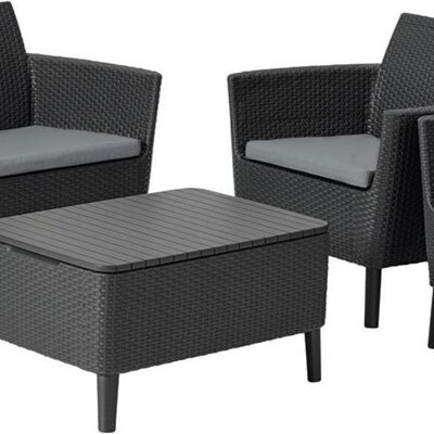 Garden furniture set 4-seater with low table - including cushions - Graphite