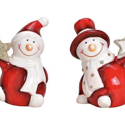 Ceramic snowman red double