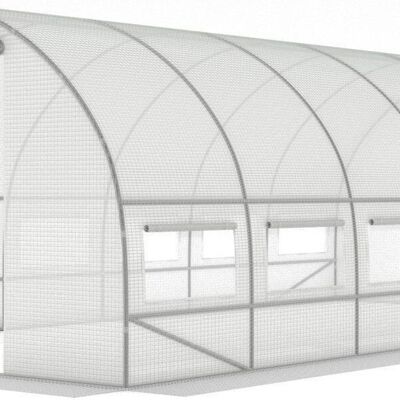 Tunnel en aluminium - serre avec fenêtres - 600 x 300 x 200 cm - blanc