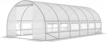 Tunnel en aluminium - serre avec fenêtres - 600 x 300 x 200 cm - blanc