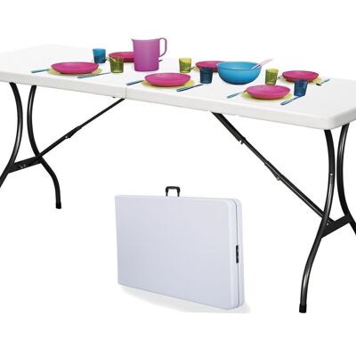Table de camping - Table pliante - 180x70x72 cm - blanc