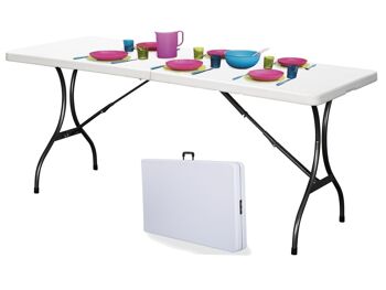Table de camping - Table pliante - 180x70x72 cm - blanc
