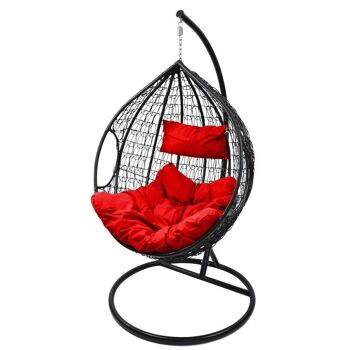 Fauteuil suspendu cocoon XL avec coussin et appui-tête rouges – jusqu'à 130 kg