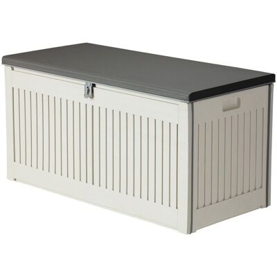 Coffre de rangement de jardin 270 litres - 109x51x55 cm - Blanc et Gris