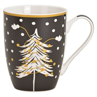 Taza árbol de Navidad de porcelana negra (An / Al / Pr) 11x10x8cm 300ml