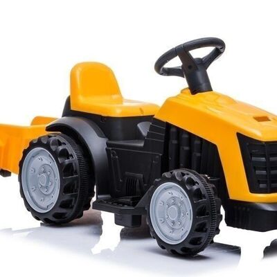 Tractor infantil eléctrico con remolque - amarillo