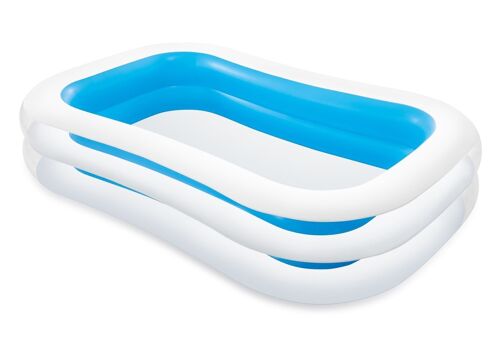Opblaaszwembad  262x175x56 cm - Wit met blauw - kinderbad
