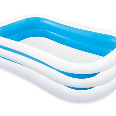 Aufblasbarer Pool 262x175x56 cm - Weiß mit Blau - Kinderbecken