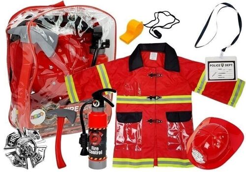 Achat Tenue de pompiers - 3+ ans - casque, veste, extincteur - certifiée CE  en gros