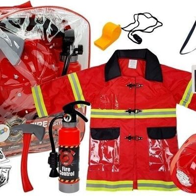 Fire brigade outfit - 3+ years - helmet, jacket, extinguisher - CE certified