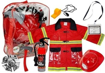 Tenue de pompiers - 3+ ans - casque, veste, extincteur - certifiée CE