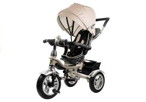 Driewieler kinderwagen met zonnekap - Crème - meegroei peuterfiets