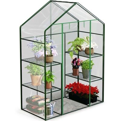 Invernadero de jardín con 4 estantes - 140x70x195 cm - PVC