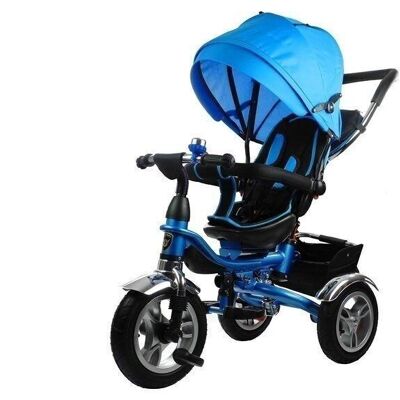 Driewieler kinderwagen blauw - peuterfiets - met zonnevizier