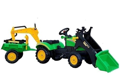 Trapauto - Tractor - met shovel - aanhanger en graafmachine