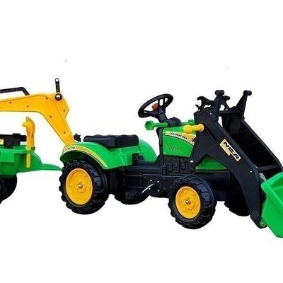 Tretauto - Traktor - mit Schaufel - Anhänger und Bagger