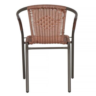 Chaise de jardin marron - aspect osier - 53x50x73 cm