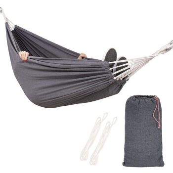 Hamac 2 personnes 210 x 150 cm gris - jusqu'à 200 kg