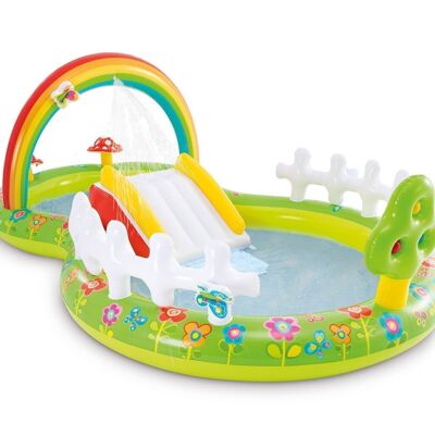 Piscina per bambini Intex Rainbow – 290 x 180 x 104 cm – con scivolo