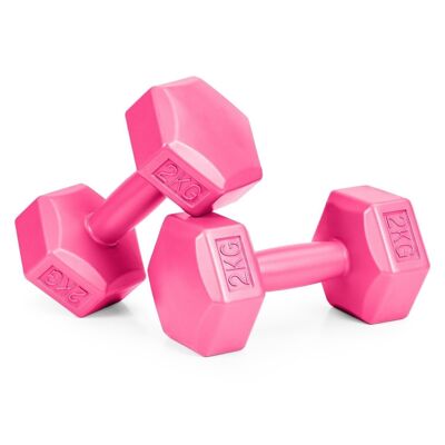 Dumbbell set 2 x 2kg - Pink - Fitness weights