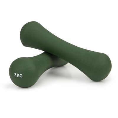 Dumbbell set 6 kg - 2 x 3kg - neoprene green - fitness weights