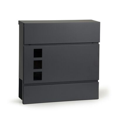 Letterbox 37 x 37 x 10 cm – metal anthracite - with newspaper compartment
