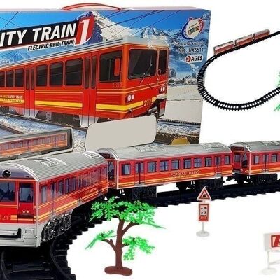 Tren de juguete - 19 cm de largo - 2 vagones - 28 piezas
