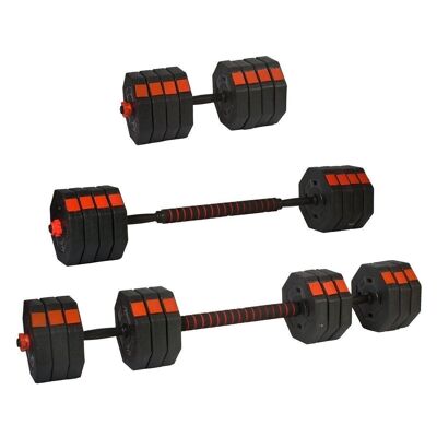 Adjustable dumbbells - Dumbbell set - 2x 15 kg - black-red