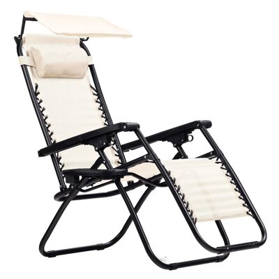 Lounger Zero Gravity with sun visor - up to 120 kg - beige