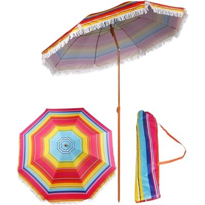 Parasol 180 cm - parasol de plage avec sac - multicolore