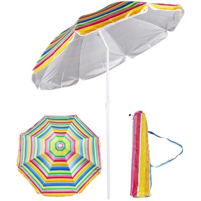 Sonnenschirm 200 cm – Strandschirm mit Aufbewahrungstasche – mehrfarbig