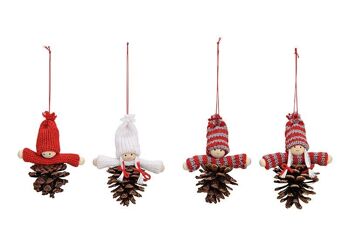 Cintre de Noël enfant sur pommes de pin en textile multicolore 4 plis