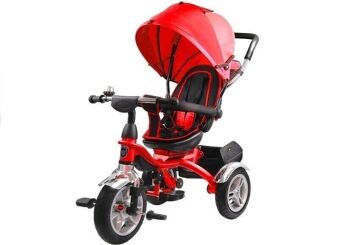 Tricycle - vélo - avec barre de poussée et pare-soleil - rouge