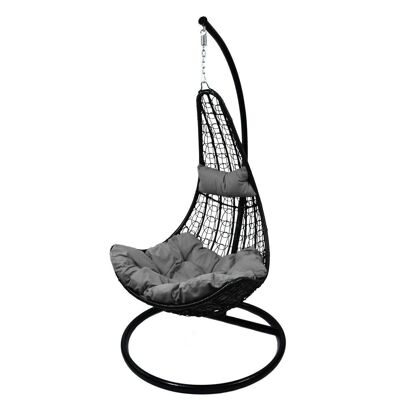 Chaise suspendue grise avec support - avec coussin et appui-tête - jusqu'à 130 kg