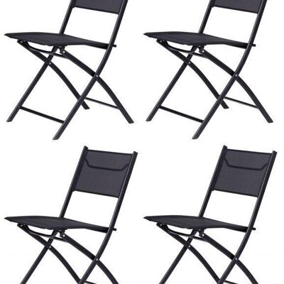 Chaises de jardin - lot de 4 chaises pliantes - 46x56x82 cm - noir