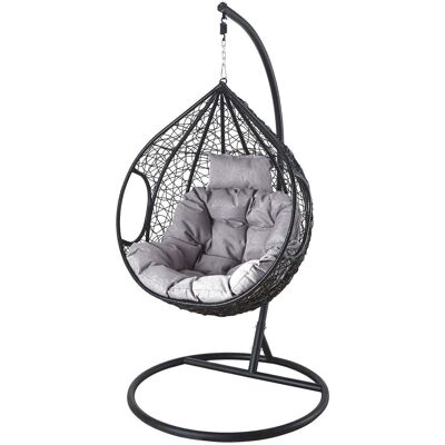 Sedia sospesa - Egg chair - con telaio - nero-grigio - fino a 130 kg