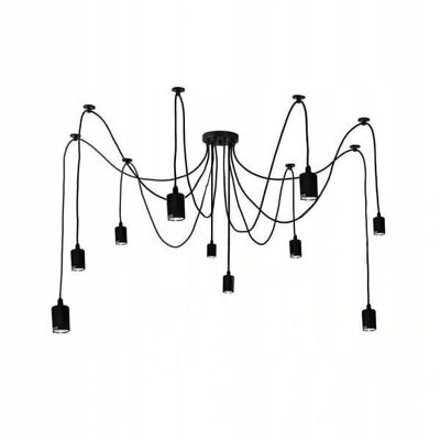 Lámpara de araña negra con 6 lámparas colgantes - casquillo E27