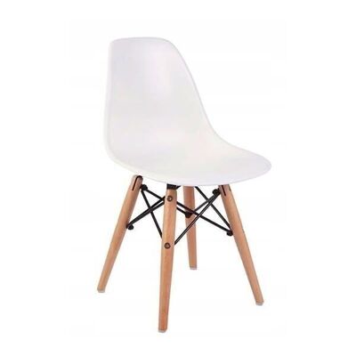 Chaise haute blanche - style moderne - 30 x 30 cm - pieds en bois